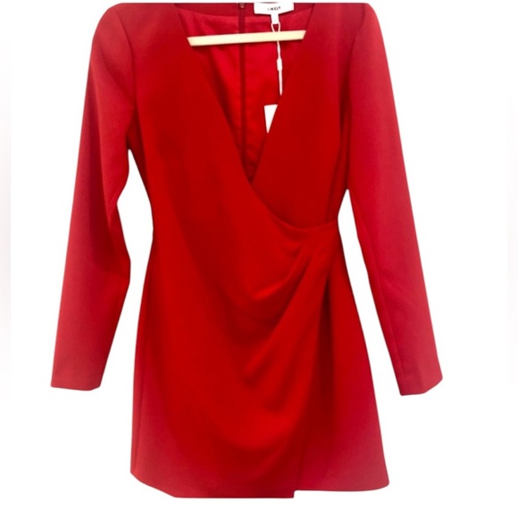 NWT Likely Dani asymmetrical faux wrap dress scarlet red size 2 - Picture 3 of 5
